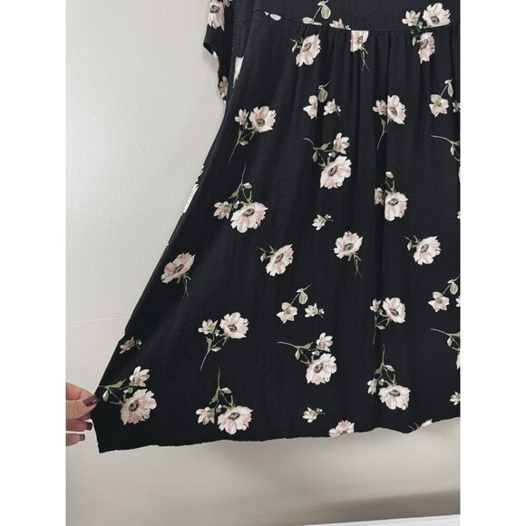 Buffalo David Bitton Shirt Womens 3X Black Floral Short Sleeve Cottagecore Boho - Picture 3 of 11